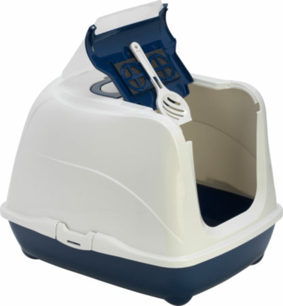  Moderna - Kattenbak - Flip Cat Jumbo - Donkerblauw/wit - 41,0x43,9x57,6 Cm