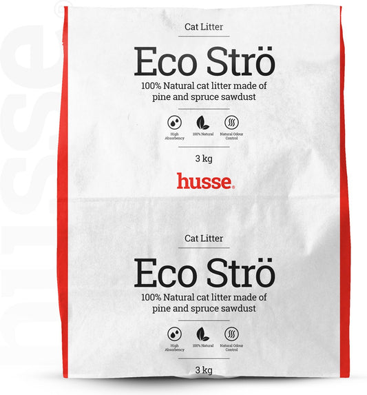  Husse Eco Stro Houtkorrels Kattenbakvulling 3 Kg