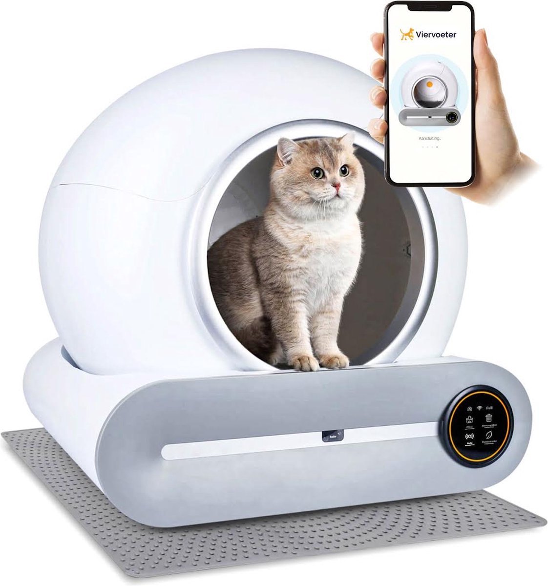  Viervoeter™ Kattenbak Zelfreinigend – Automatische Kattenbak – Zelfreinigende Kattenbak – Anti-geur – 53x58x55cm – Bedienen Via App – 65 Liter