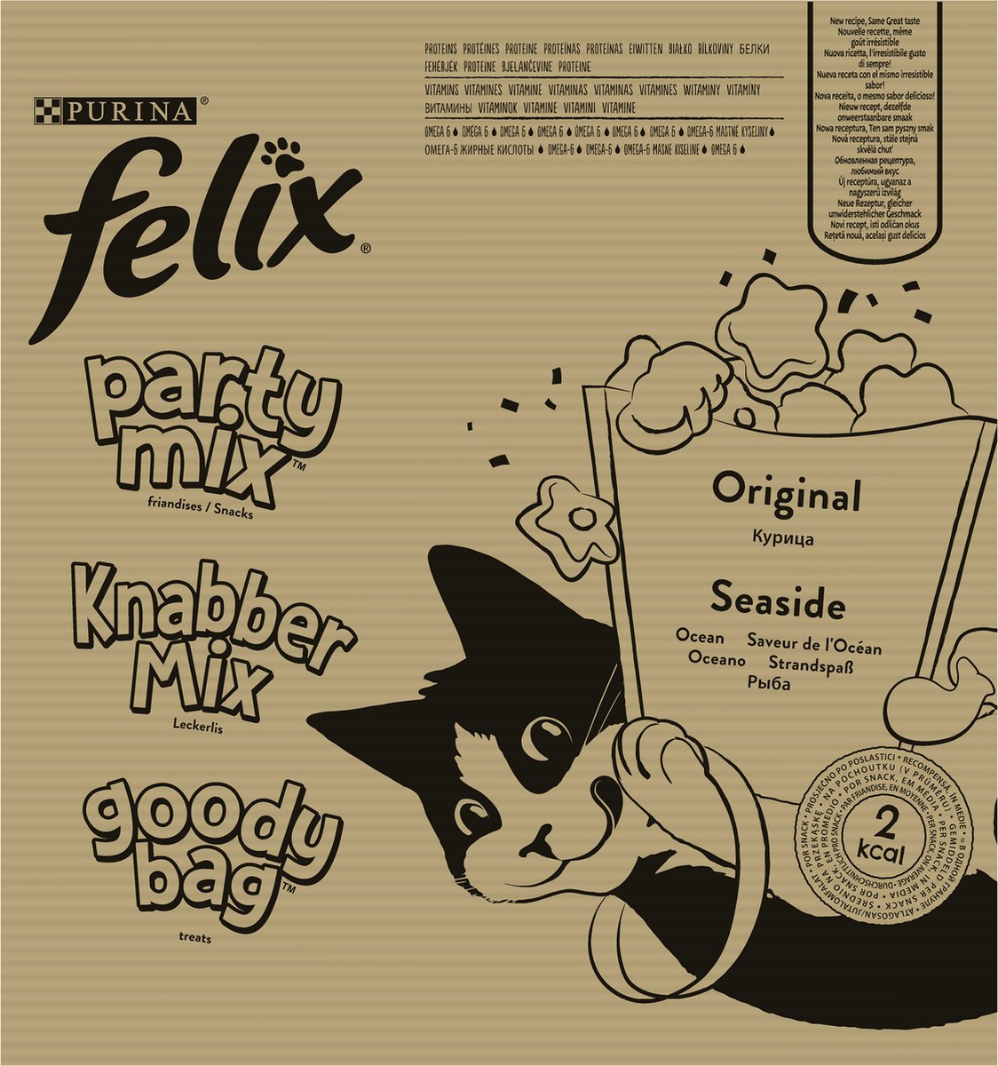  Felix Cat Snacks Party Mix - Kattensnacks Original En Seaside - 16 X 60g