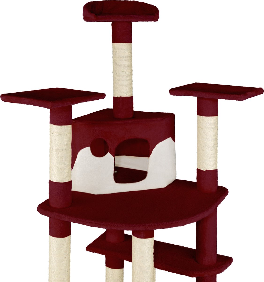  Tectake - Krabpaal Fippi Kattenkrabpaal - 201 Cm Hoog - Rood/wit - 402187