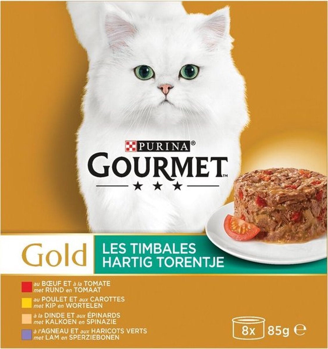  Gourmet Gold Hartig Torentje - Kattenvoer Natvoer - Vlees Met Groente Mix - 48 X 85 G