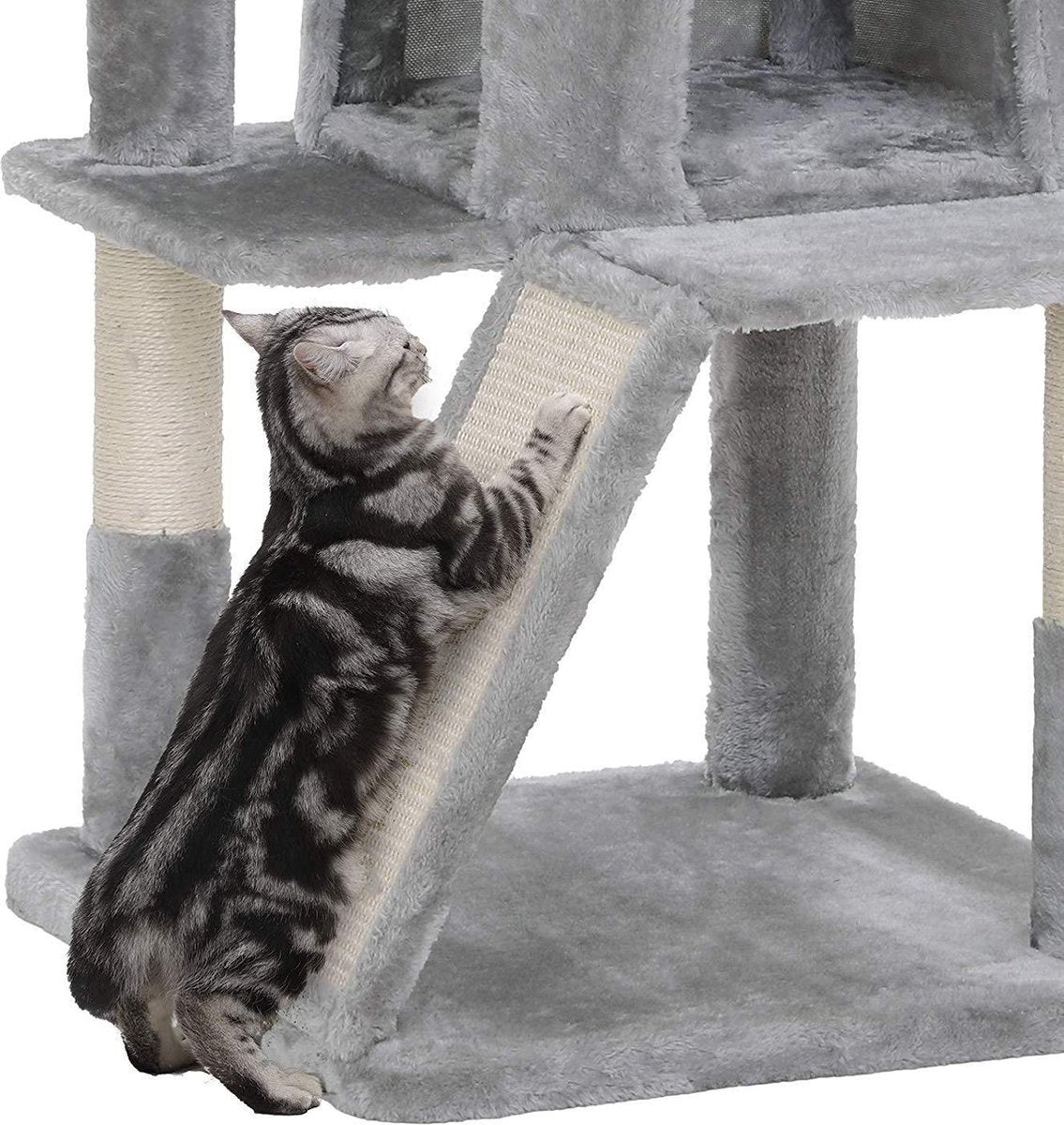  Luxe Krabpaal - Kattenboom Met Krabbord - Lichtgrijs
