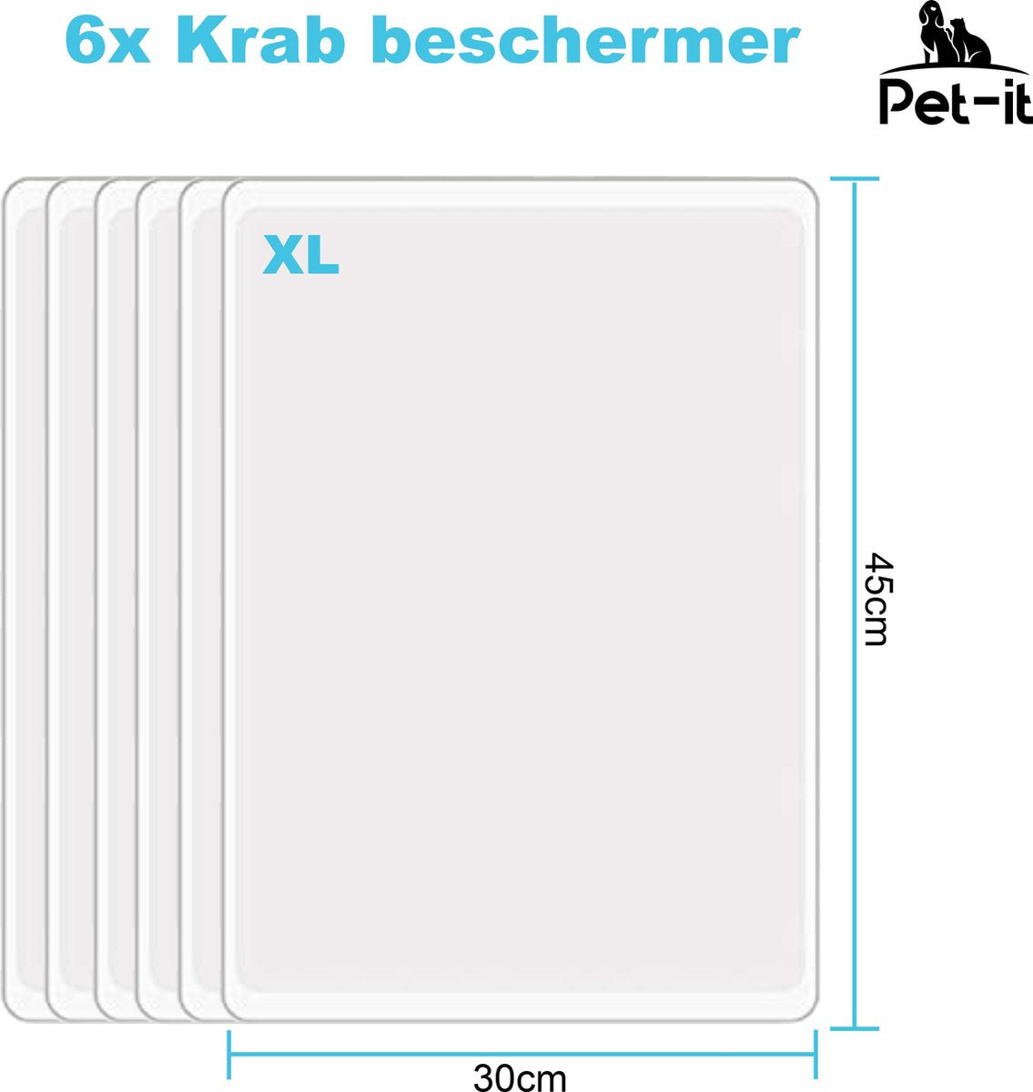  Pet-it | Krab Schade Bescherming Voor Katten En Honden | 6 Stuks | Extra-Grote Beschermers | Voor Bank Meubel Interieur | Transparant