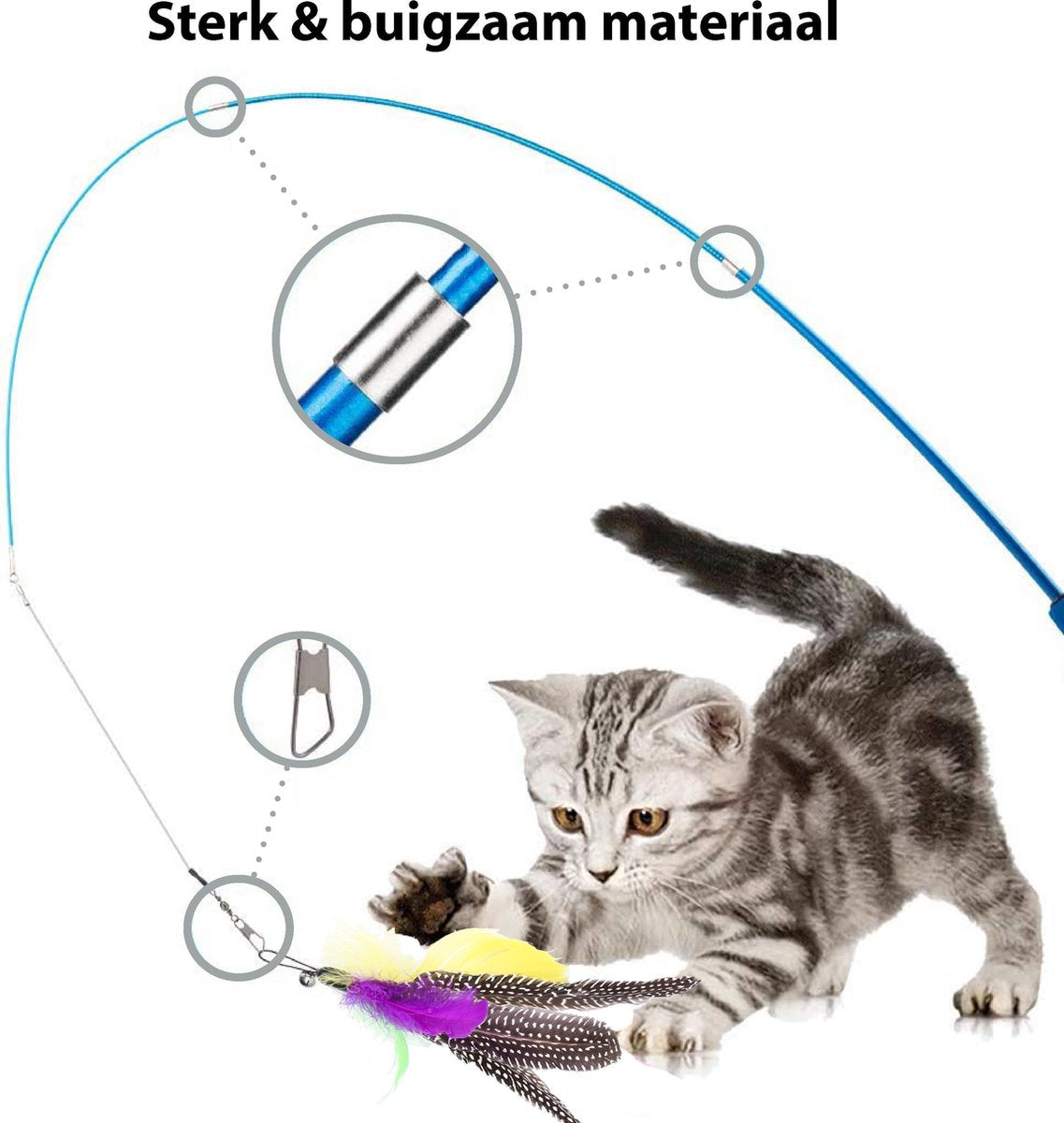  Filo Kattenhengel Set + 12 Kattenspeeltjes – Speelhengels Interactief Kattenspeelgoed – Hengel Kattenspeeltje Kittens - Speelgoed Speelhengel Vis Kat En Kitten