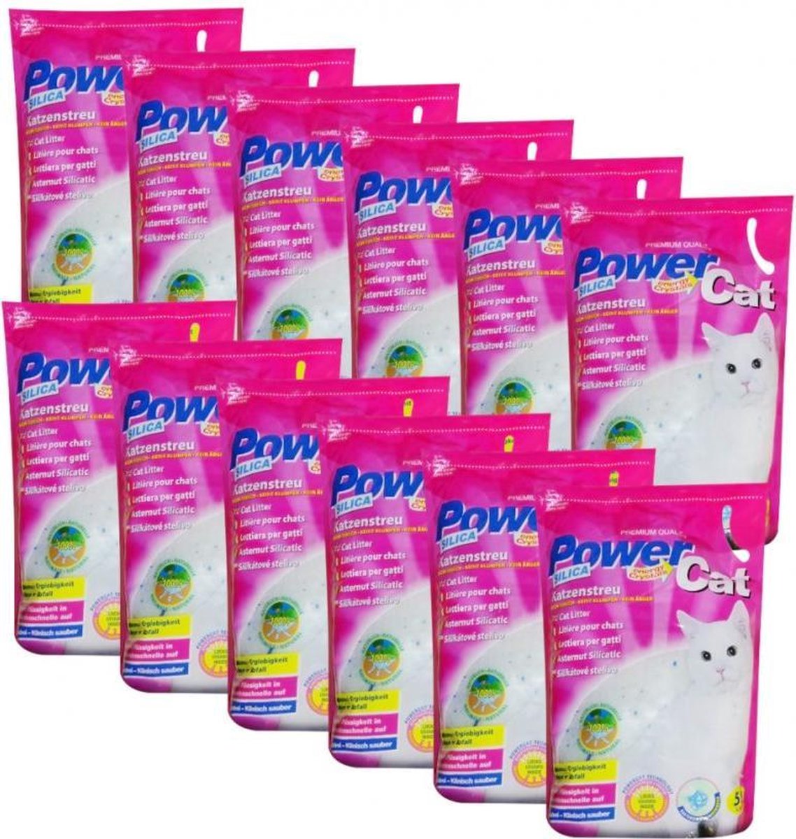 Merkloos PowerCat Silicaat Kattenbakvulling Met Energy Kristallen - 12 X 5L