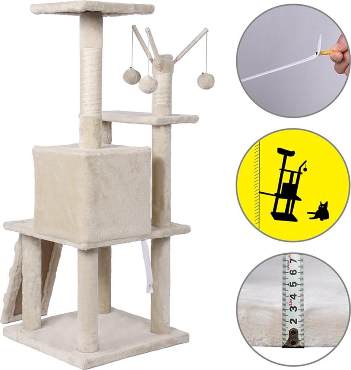 Merkloos MC Star Krabpaal Voor Grote Katten Cat Tree - 55 X 50 X 121 Cm - Beige