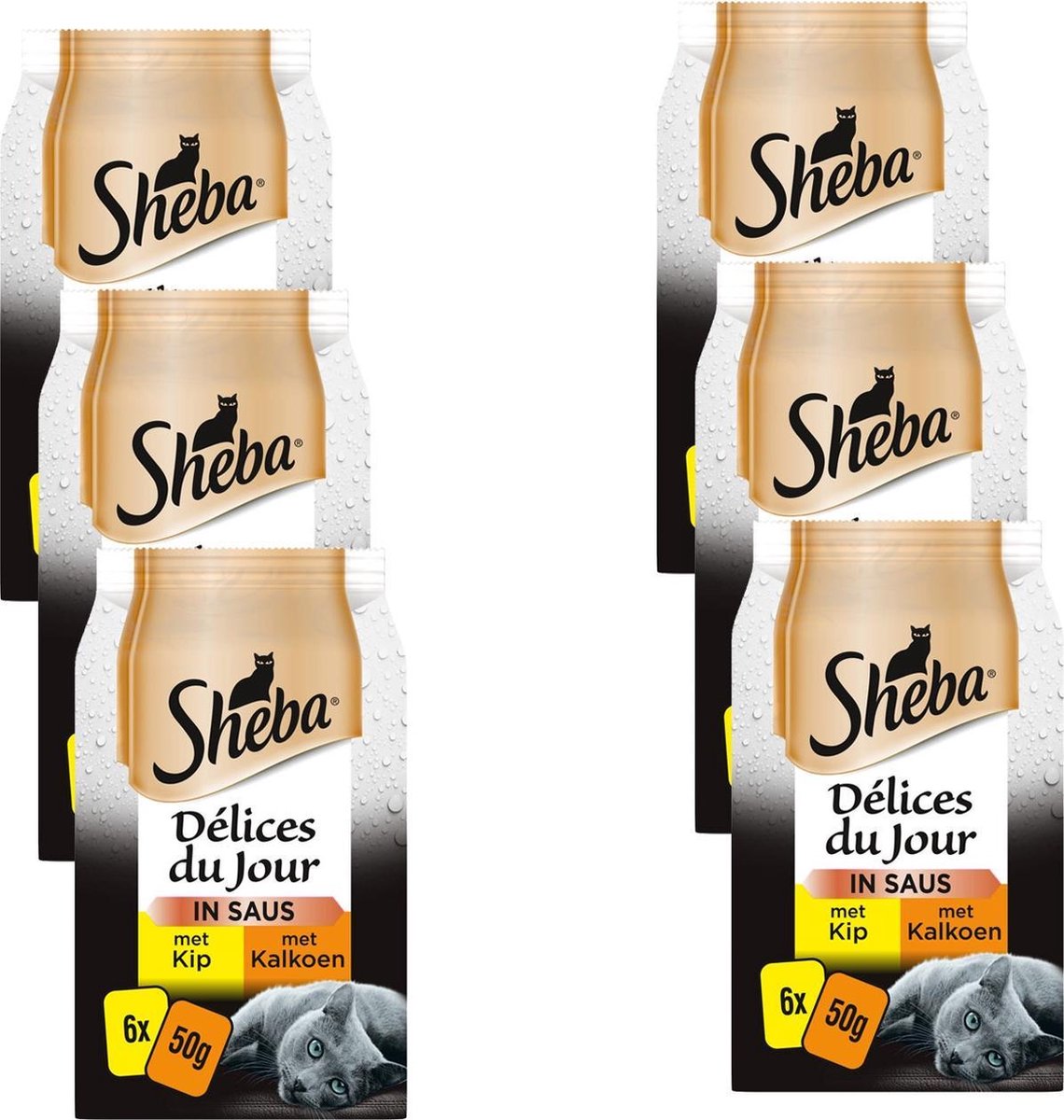  Sheba Delices Du Jour In Saus Katten Natvoer - Kip &amp; Kalkoen - 36x50g