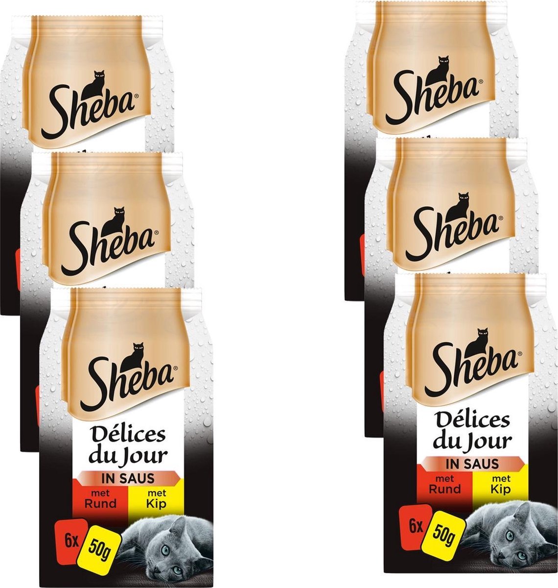  Sheba Delices Du Jour In Saus Katten Natvoer - Rund &amp; Kip - 36 X 50 Gr