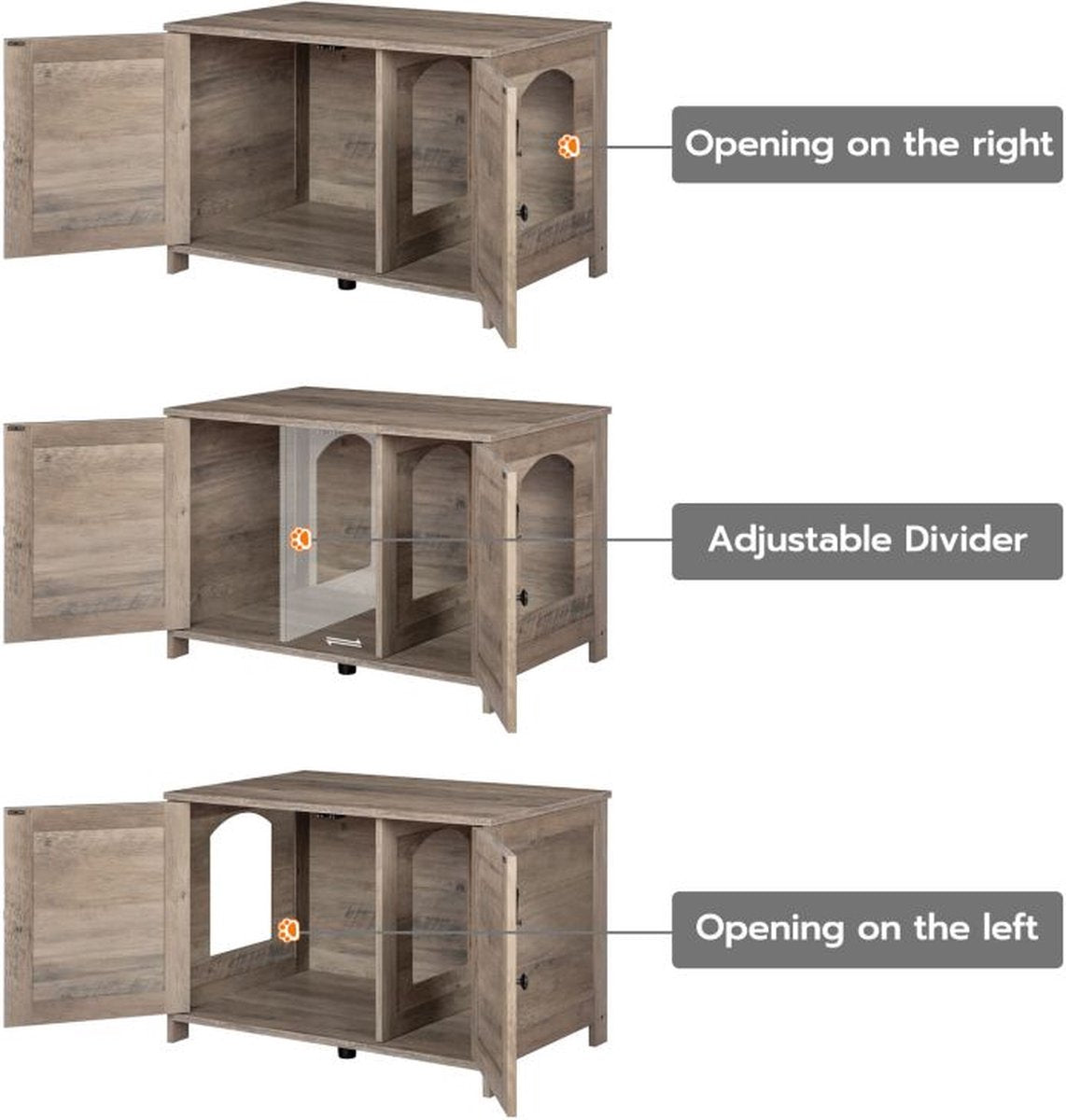  Kattenhuis Met Dubbele Deurtjes - Kattenkast Met Ruimte Voor Kattenbak - Kist Met Grote Opbergruimte - Bruikbaar Als Bank &amp;bijzettafel - Voor In Slaapkamer &amp; Gang - Greige