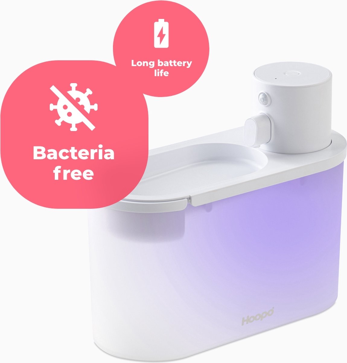  Hoopo® Agua - DRAADLOZE Waterfontein Katten - SMART Waterfontein Katten - UVC Disinfectie - 2 Liter - Automatische Katten Fontein