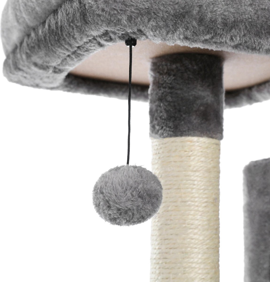  Krabpaal Voor Grote Katten 3 Verdiepingen - 140cm Hoog - Wit Grijs -Met Hangmatjes - Krabpaal Voor Zware Katten