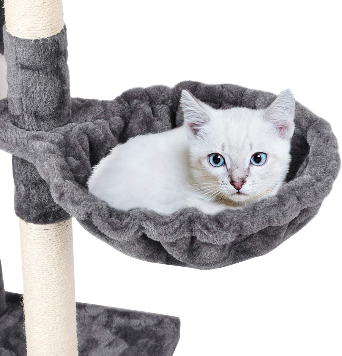  Krabpaal XXL, Klimboom Voor Katten - Plafondhoogte, Verstelbaar Van 228-255 Cm, Grijs-wit HM-YAHEE-610837