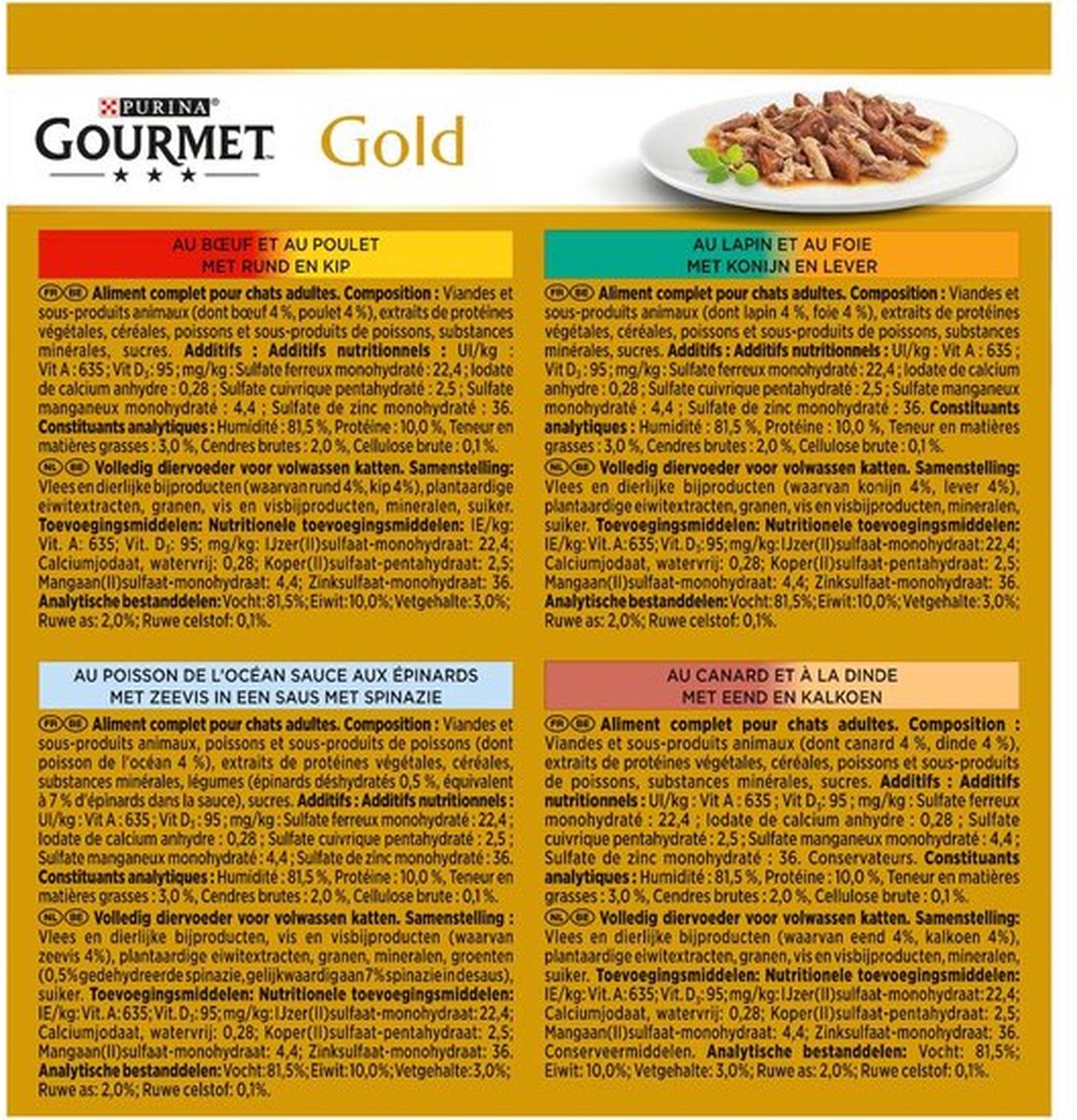  Gourmet Gold Luxe Mix - Kattenvoer Natvoer - Vis/Vlees - 48 X 85 G