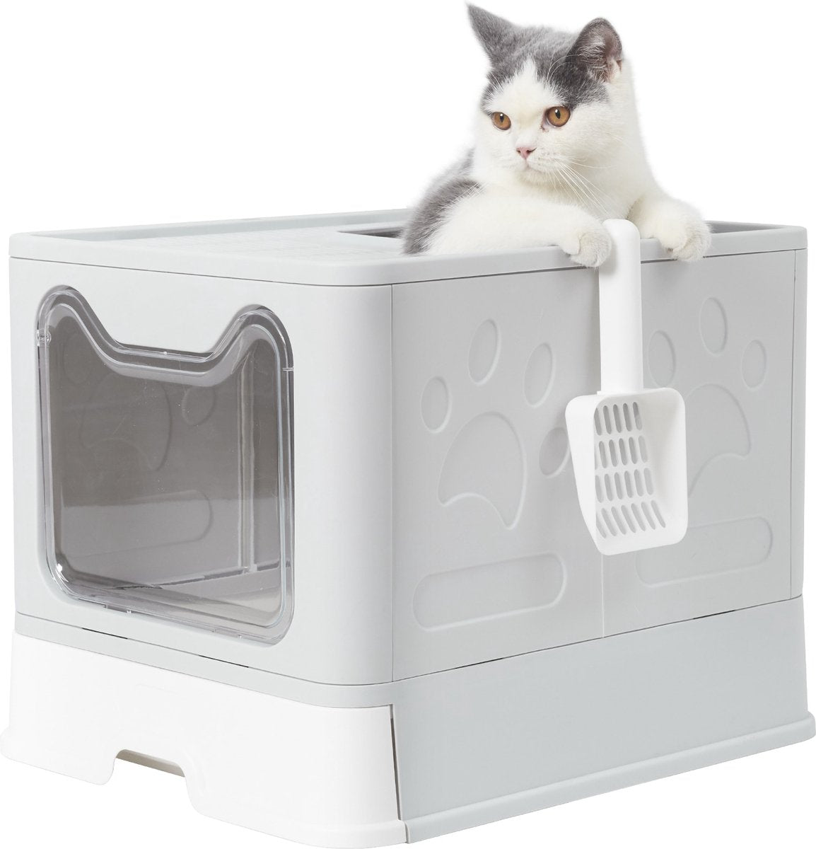  LooMar Kattenbak Groot - Kattenbak XXL - Kattenbak Grote Katten - Opvouwbaar - Grijs