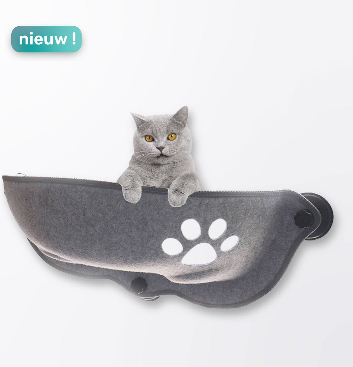  Kattenhangmat - Voor Aan Het Raam - Kom Vorm - Kattenmand - Raam - Hangmat Kat - Dieren - Kattenbed - Kattenmand - Slaapplek - Ligplaats - Grijs