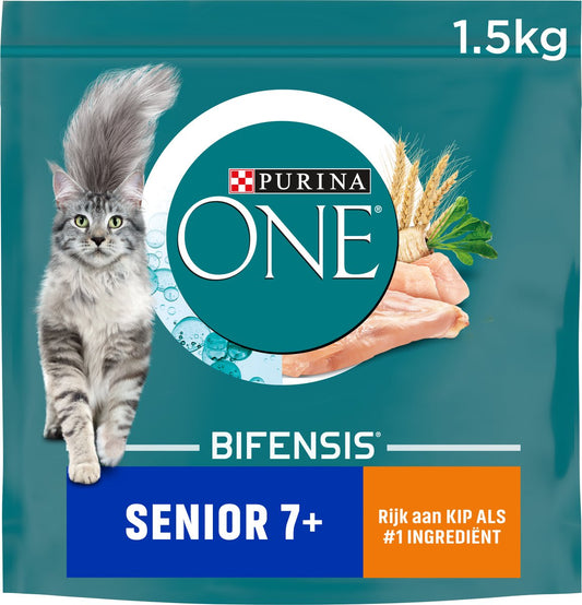  6x Purina One Senior Kip - Volkoren Granen 1,5 Kg