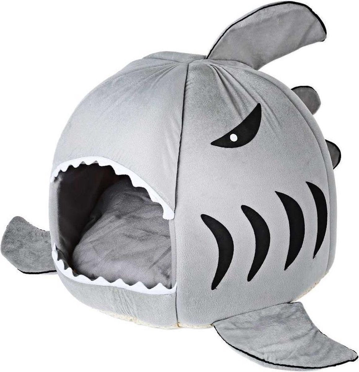 MikaMax Haai Hondenmand - Kattenmand - Dierenmand - Huisdierkussen - Mand Of Bed - Origineel - Extra Zacht Materiaal - 42 X 42 X 36 Cm