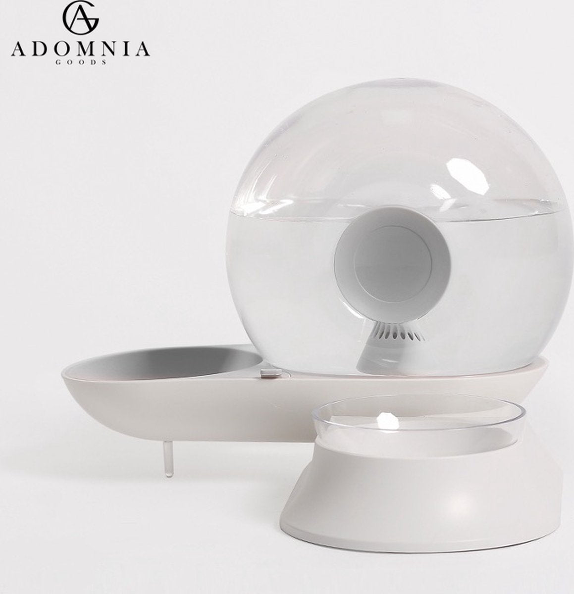  AdomniaGoods - Automatische Katten Voerbak - Antislip Honden Voerbak - Unique Transparant/grijs Design - Altijd Hygiënisch Schoon Water!