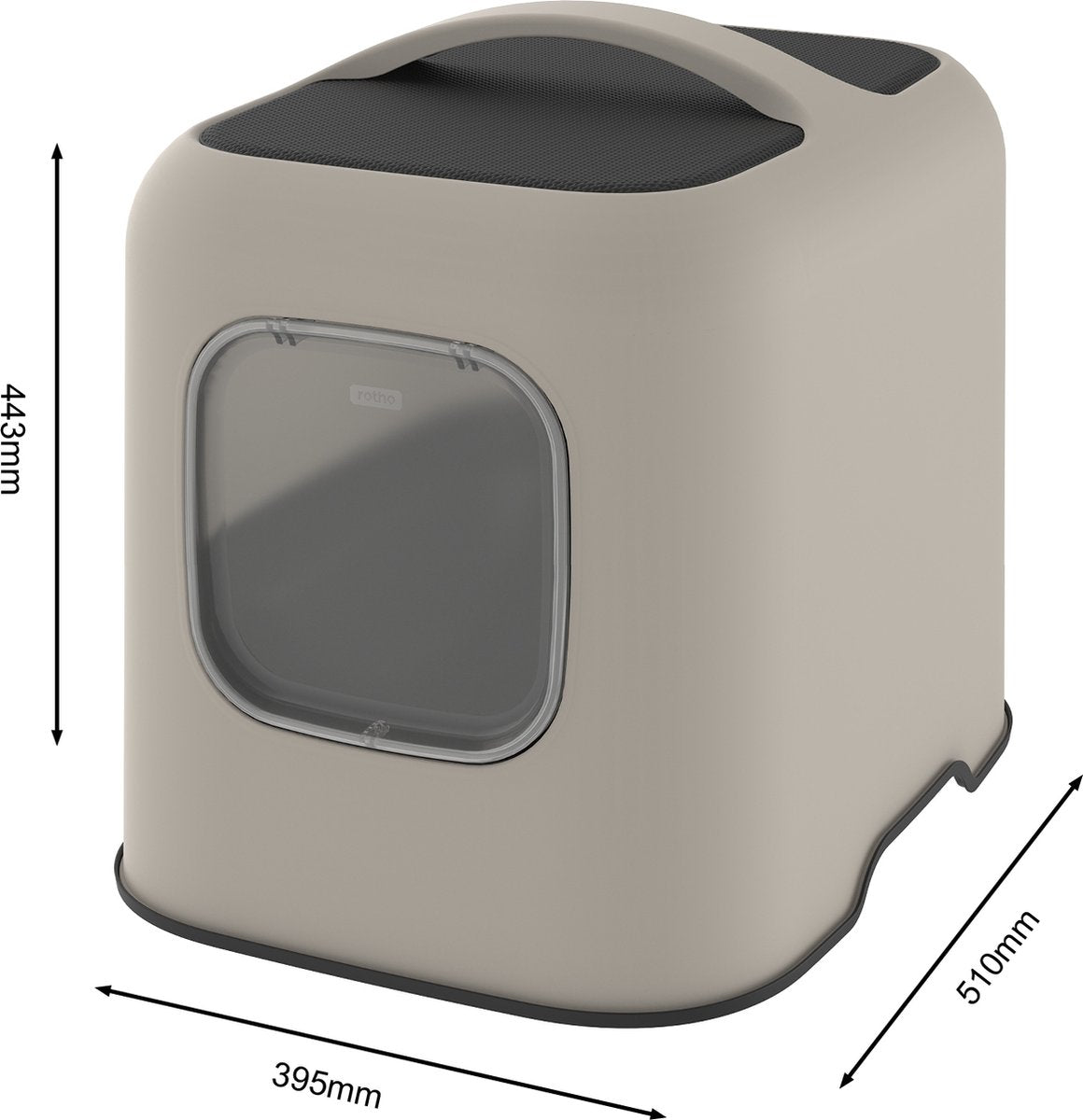  Rotho MyPet Biala Kattenbak Met Kap En Schepje / Gemaakt Van Gerecycled Plastic - Cappucino