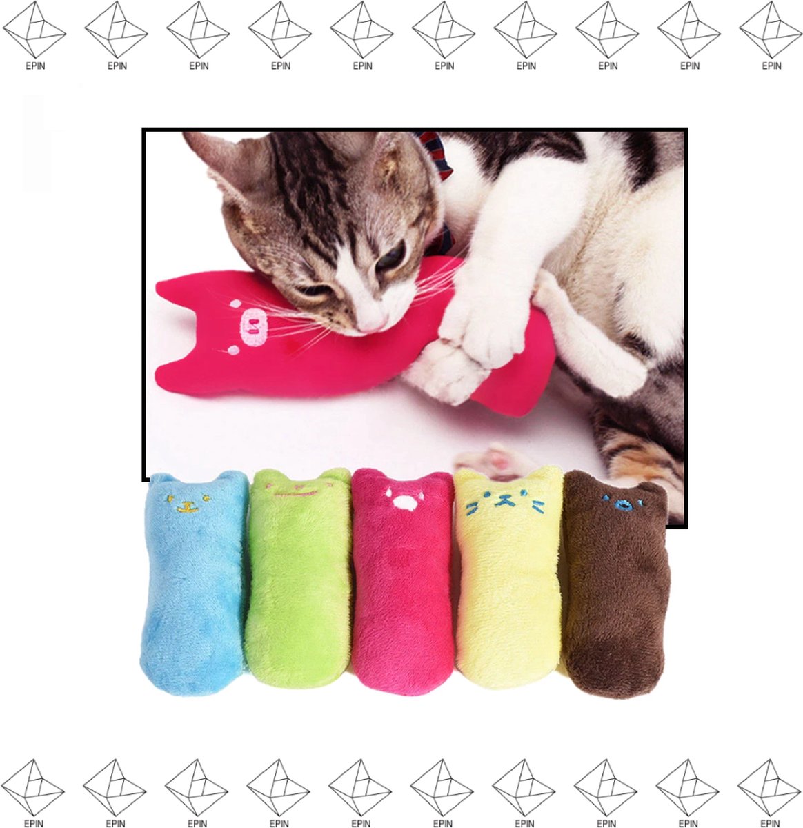 Merkloos EPIN | Kattenkruid Knuffeldier | Katten Speelgoed | Catnip | Kattenspeelgoed | BLAUW
