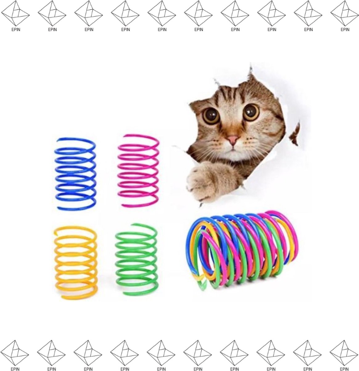 Merkloos EPIN | Kattenspeelgoed | Kattenveertjes | Katten Spring Veertjes | Springveertje | Kattenveertje | Set Van 4
