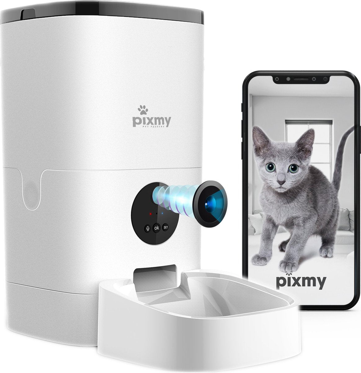  PIXMY - Automatische Voerbak Kat - 4L - Wi-Fi - Met App En Full HD Camera - Voerbak Kat