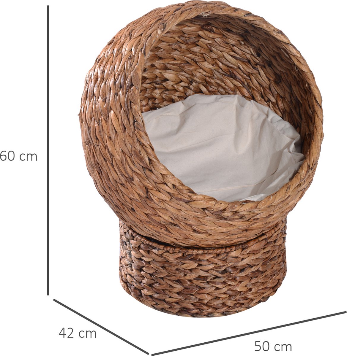  PawHut Kattenmand Rotan Kattennest Kattenbed Met Kussen Huisdierbed Bruin D30-104
