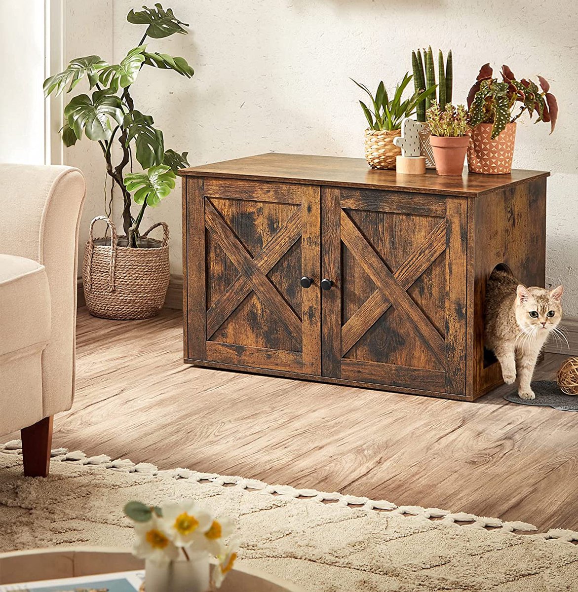  Kattenbak Kast, Kattentoilet, Vintage