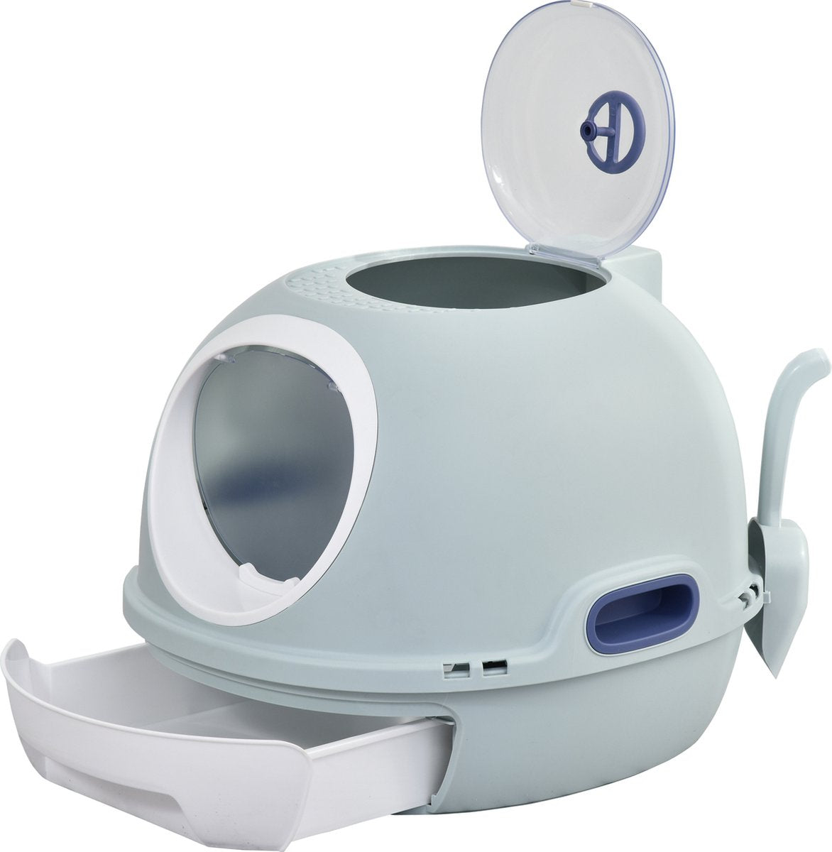  PawHut Kattentoilet Kattenbak Dakraam Bodembak Schep Draagbaar PP ABS D31-012