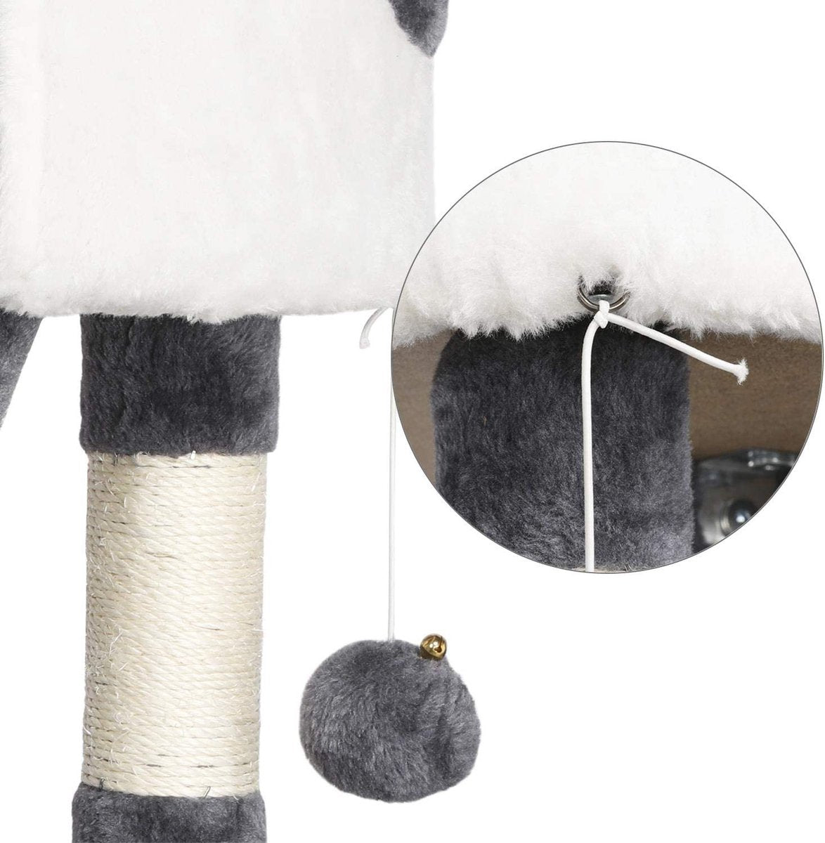  Krabpaal XXL, Klimboom Voor Katten - Plafondhoogte, Verstelbaar Van 228-255 Cm, Grijs-wit HM-YAHEE-610837