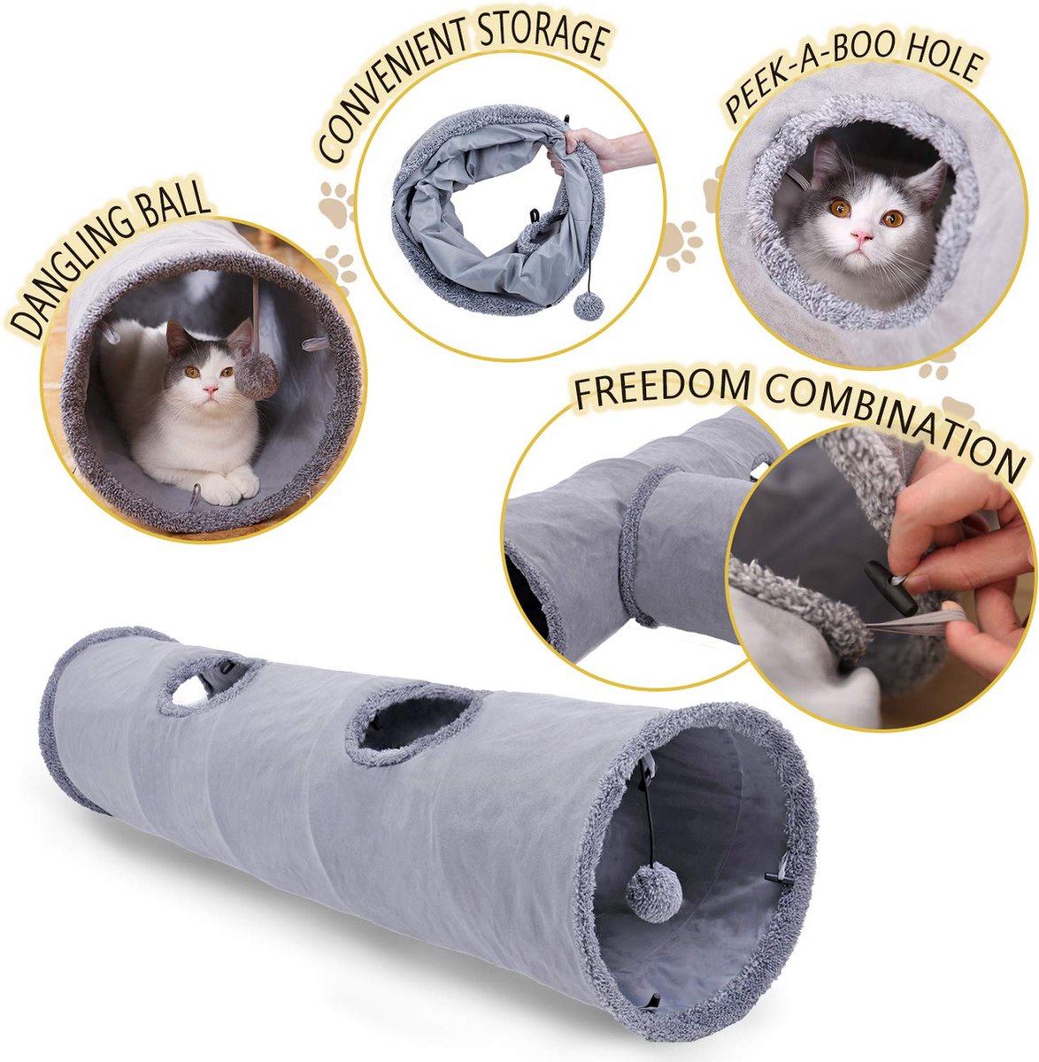  Bonbox Shop - Kattentunnel - 130 CM - Katten Speelgoed - Kitten - Spelen- Speeltunnel - Speelgoed Voor Katten