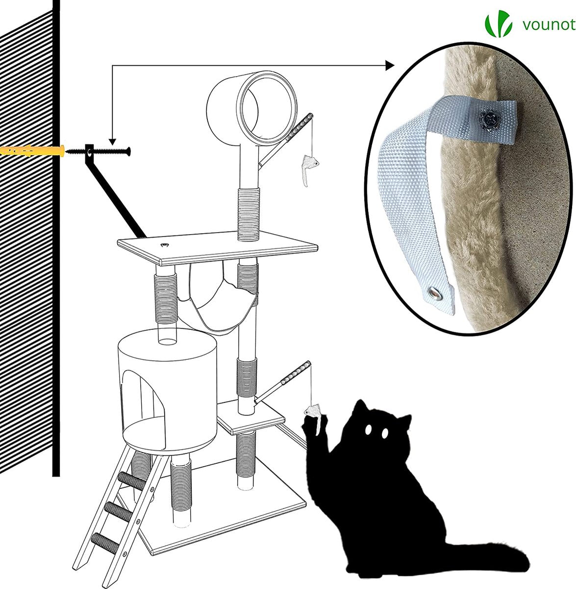  Grote Krabpaal Met Krabpaal XXL, Klimboom Voor Katten, Activiteitencentrum, Met Grot En Platforms Voor Katten, Hoogte 154 Cm, Beige