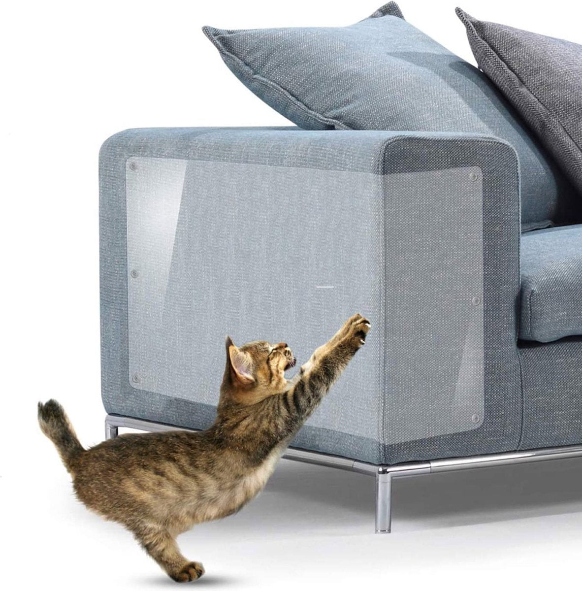  DynaBright Anti Krab Vellen Voor Kat En Hond - 8 XL Vellen – 43.2 X 30.5cm - Tegen Krabben – Bank Bescherming – Meubelbescherming – Krabpaal Voor Katten – Anti Scratch – Transparant - Plakfolie