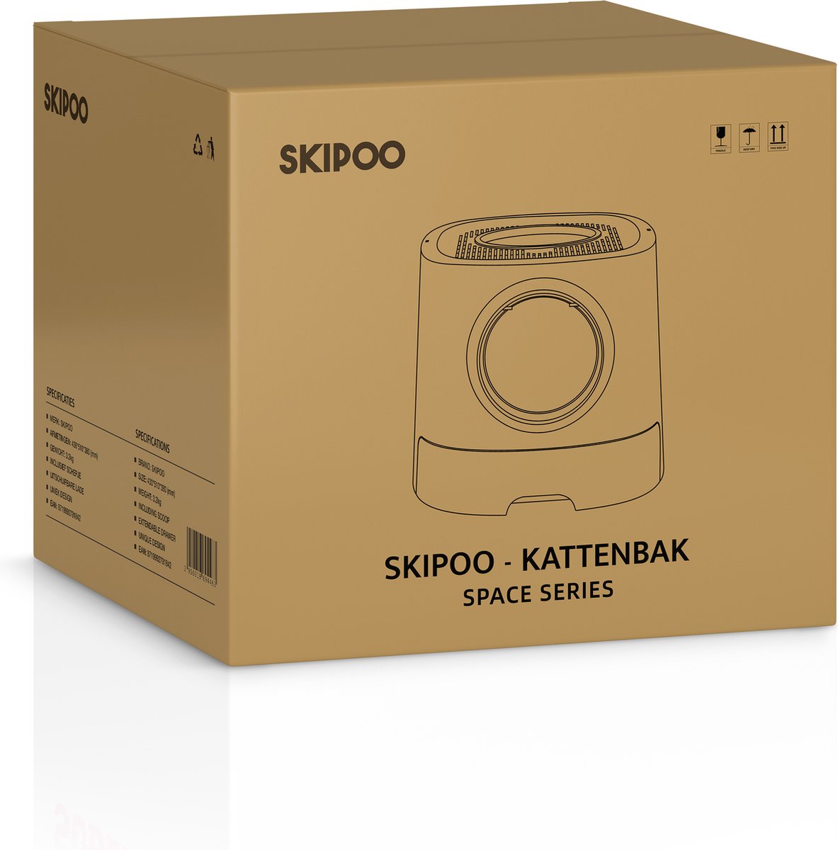 Skipoo Kattenbak Space Series - Kattenmand Met Lade - Inclusief Kattenbak Schep - Grote Kattenbak