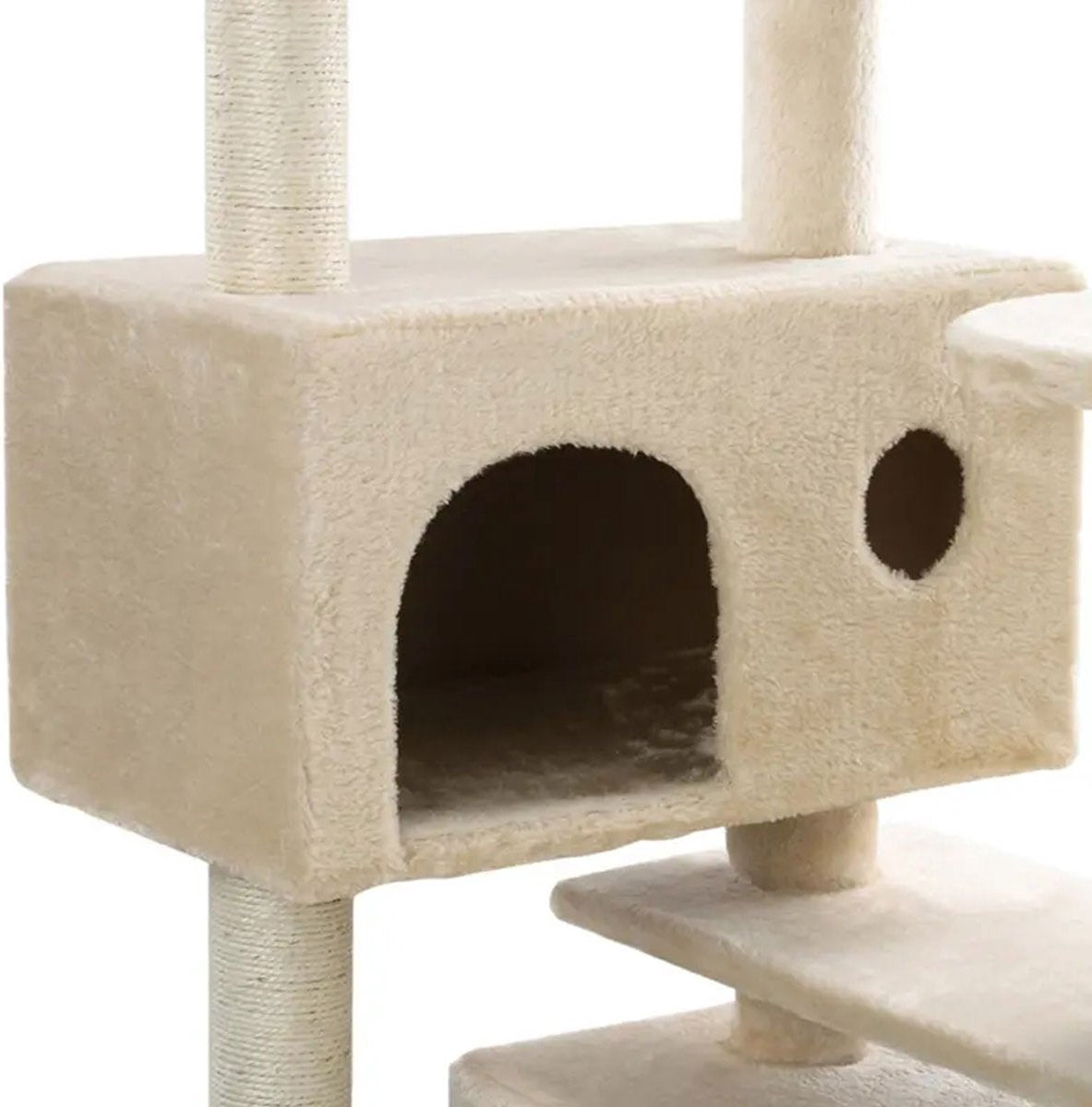 Krabpaal XXL Voor Kat -132 Cm -Beige - Kattenboom Voor Katten - Kattenhuis Van Sisal - XXL Klimpaal Voor Meerdere Katten