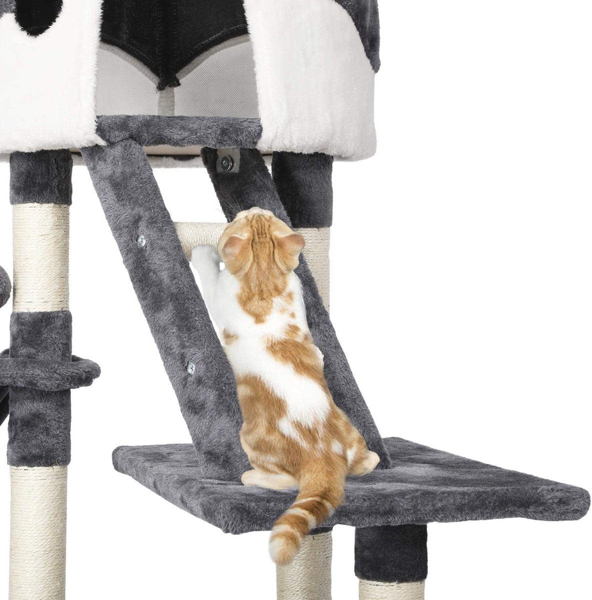  Krabpaal XXL, Klimboom Voor Katten - Plafondhoogte, Verstelbaar Van 228-255 Cm, Grijs-wit HM-YAHEE-610837