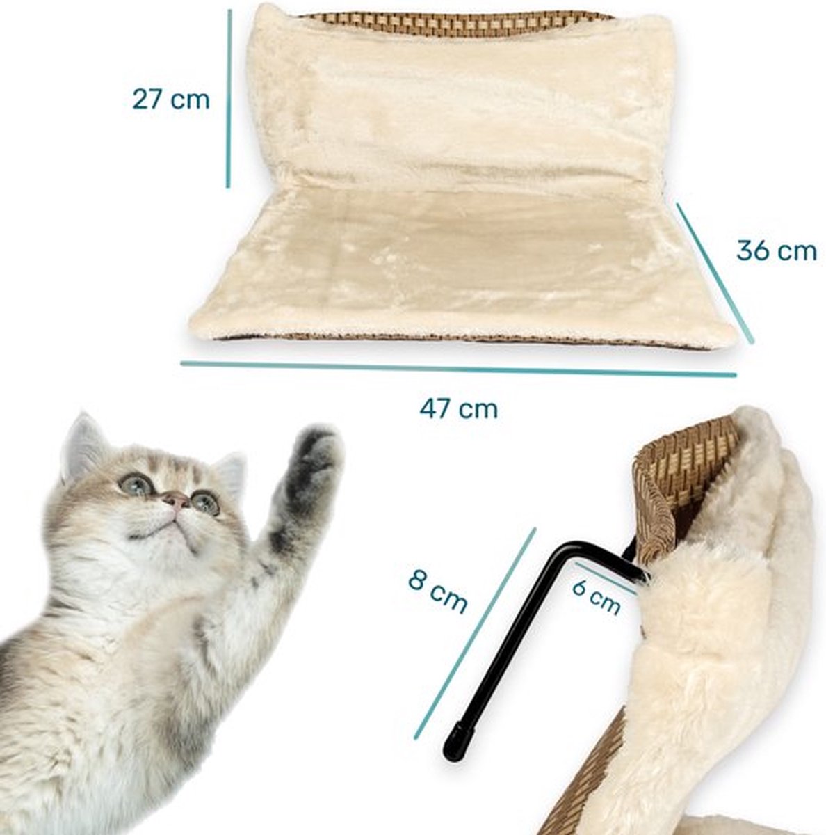  Kattenhangmat - Voor Aan Het Raam - Kattenmand - Raam - Hangmat Kat - Dieren - Kattenbed - Kattenmand - Slaapplek - Ligplaats