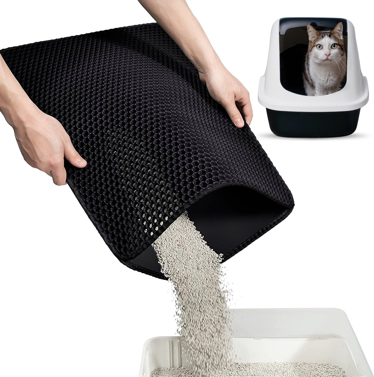  SIMU Lifestyle - Kattenbakmat - Grit Opvanger - Dubbele Laag - Waterdicht - Zwart - 50x40 Cm