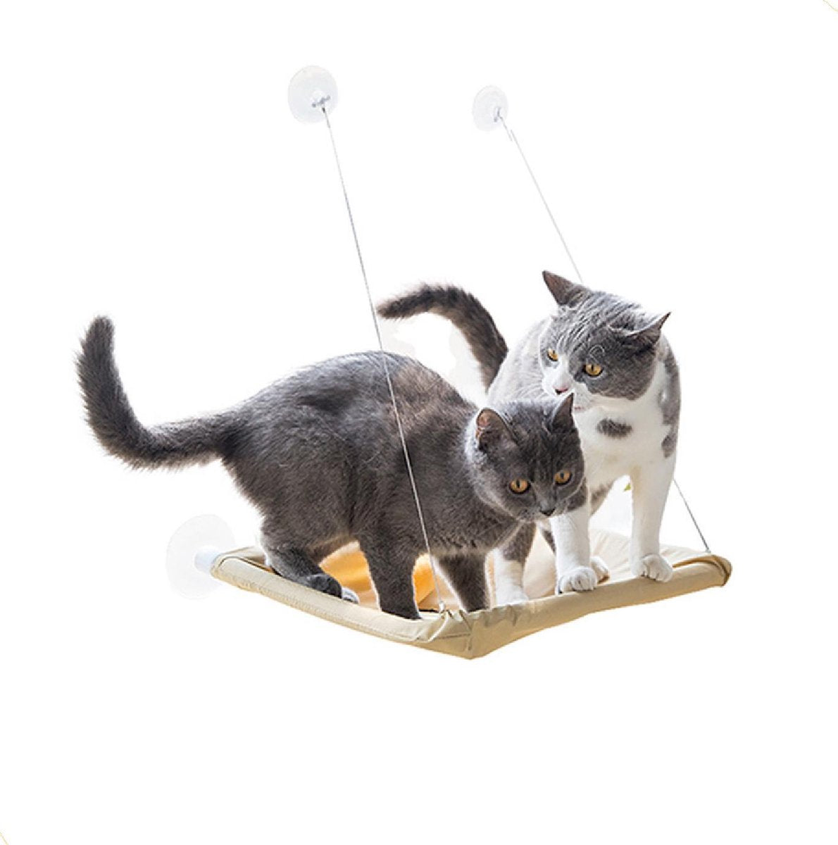 Merkloos Kattenhangmat – Hangmat Kat – Kattenmand Raam – Kattenkussen – Kattenbed – Poezenmand – Beige