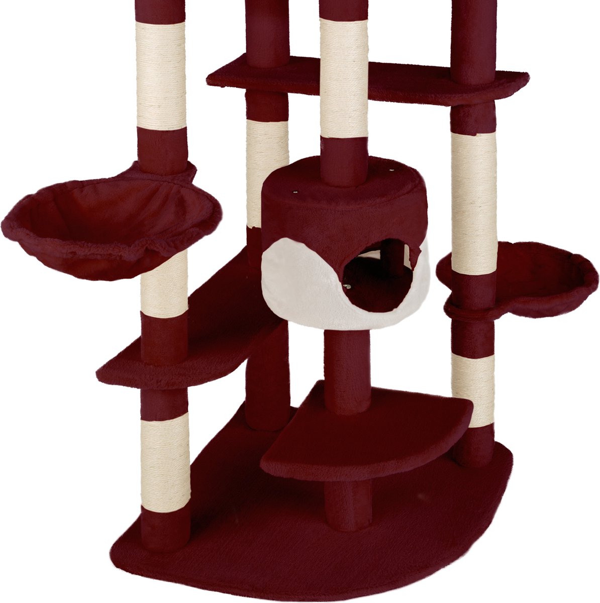  Tectake - Krabpaal Fippi Kattenkrabpaal - 201 Cm Hoog - Rood/wit - 402187