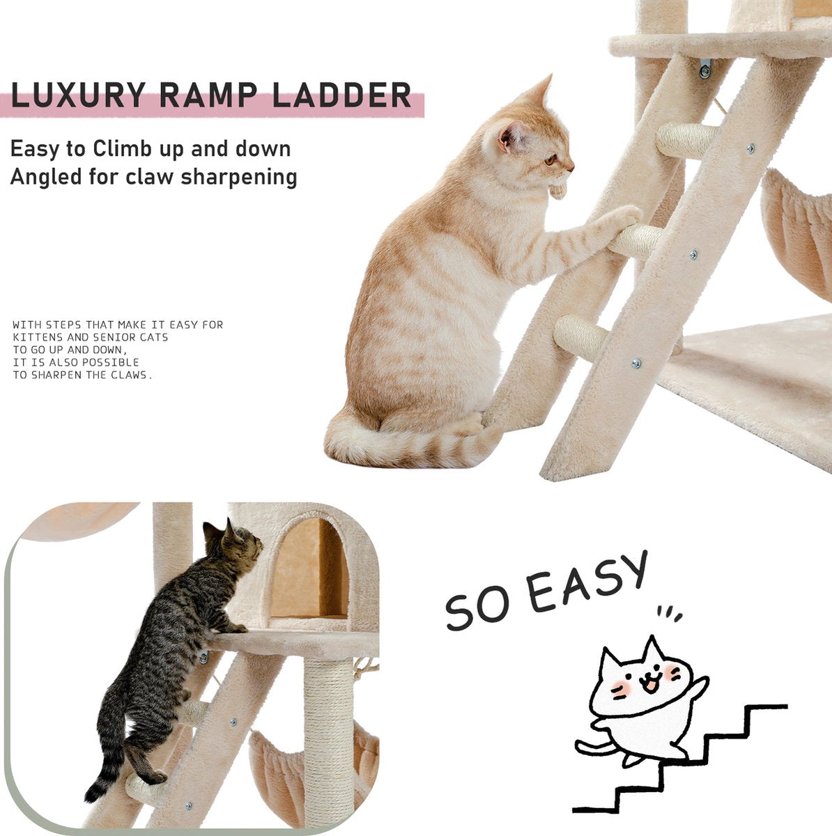  InHarmony - Katten Krab Toren Beige - Kattenkrab Toren - Katten Krabpaal - Krabpaal Kat - Krabpaal - Kattenpaal Krabpaal - Katten Paal Voor Grote Katten En Katten Paal Voor Kleine Katten