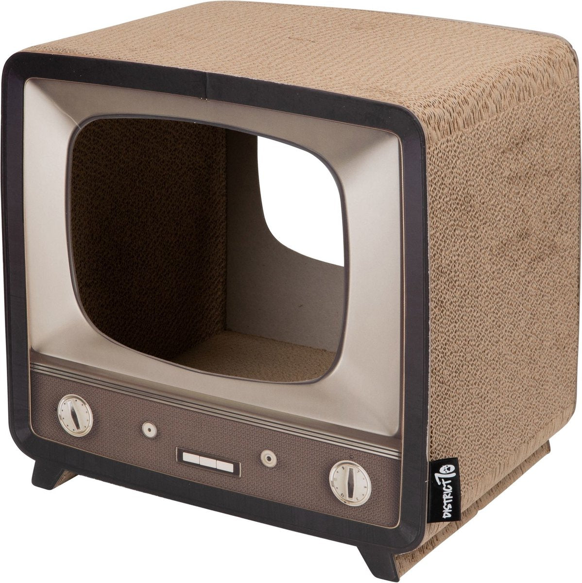  District 70 TELLY - Retro TV Krabmeubel - Instagrammable Kartonnen TV Voor Katten - 39 X 27 X 37 Cm