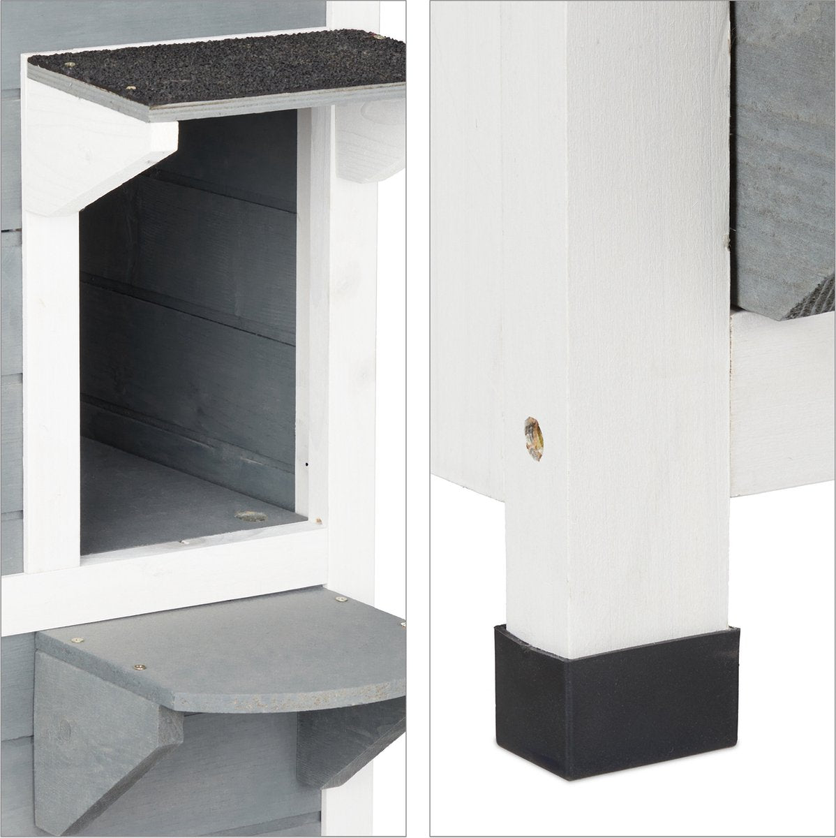  Relaxdays Kattenhuis Buiten - Groot Kattenhok Binnen - Hoog Kattenmeubel Grijs Hout - Tuin