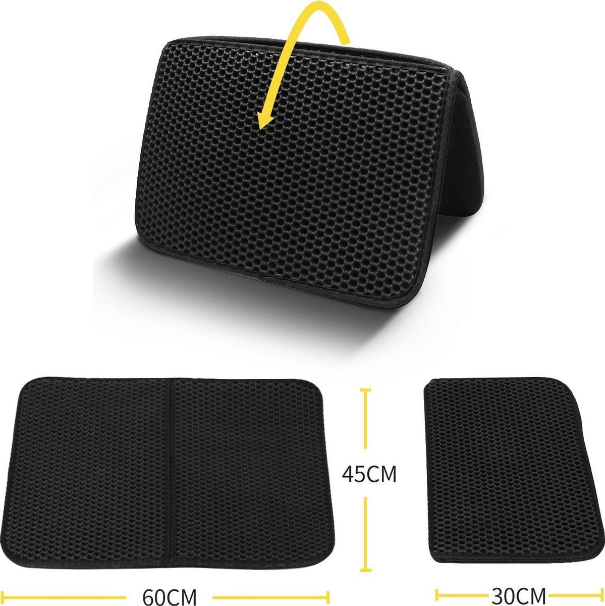  Nobleza Kattenbakmat - Kattenmat Met Filter - Kattenbak Accessoires - Grit Opvanger - 3 Lagen - Waterdicht - 60x45 Cm - Opvouwbaar - Zwart