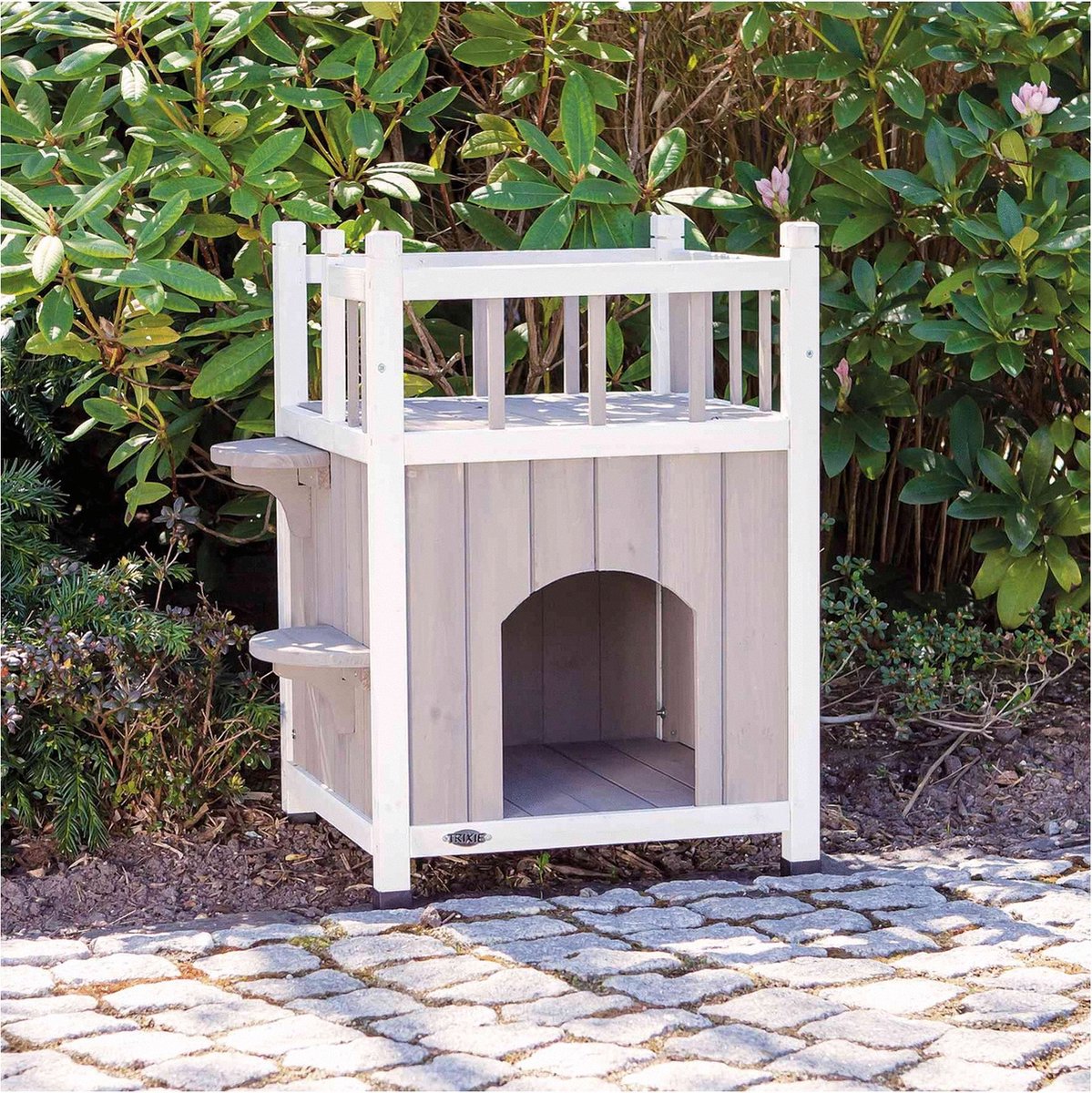  Trixie Kattenhuis Cat's Home Met Balkon Grijs / Wit - 45X65X45 CM