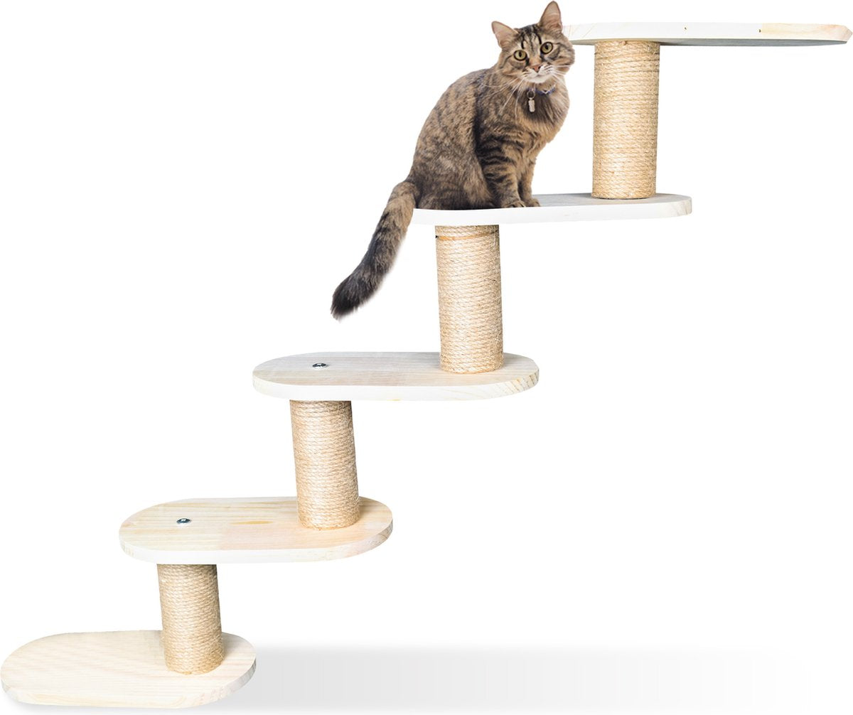  Katten Klimmuur - 4 Delig - Krabpaal - 5 Plateaus - Katten Klim Wand - Muur - Klimmuur Kat - Voor Grote Katten - Klimwand - Complete Set