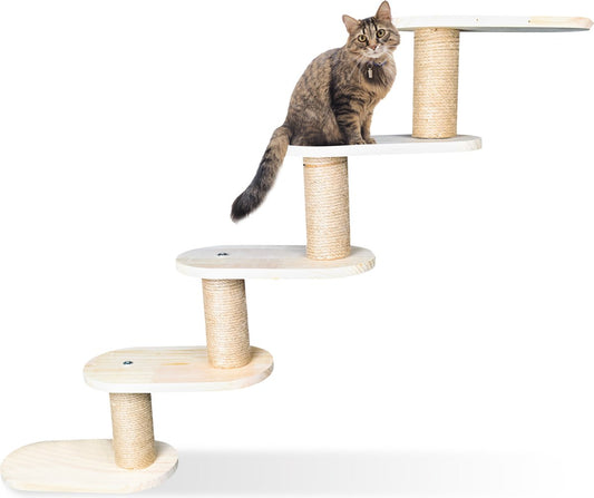  Katten Klimmuur - 4 Delig - Krabpaal - 5 Plateaus - Katten Klim Wand - Muur - Klimmuur Kat - Voor Grote Katten - Klimwand - Complete Set