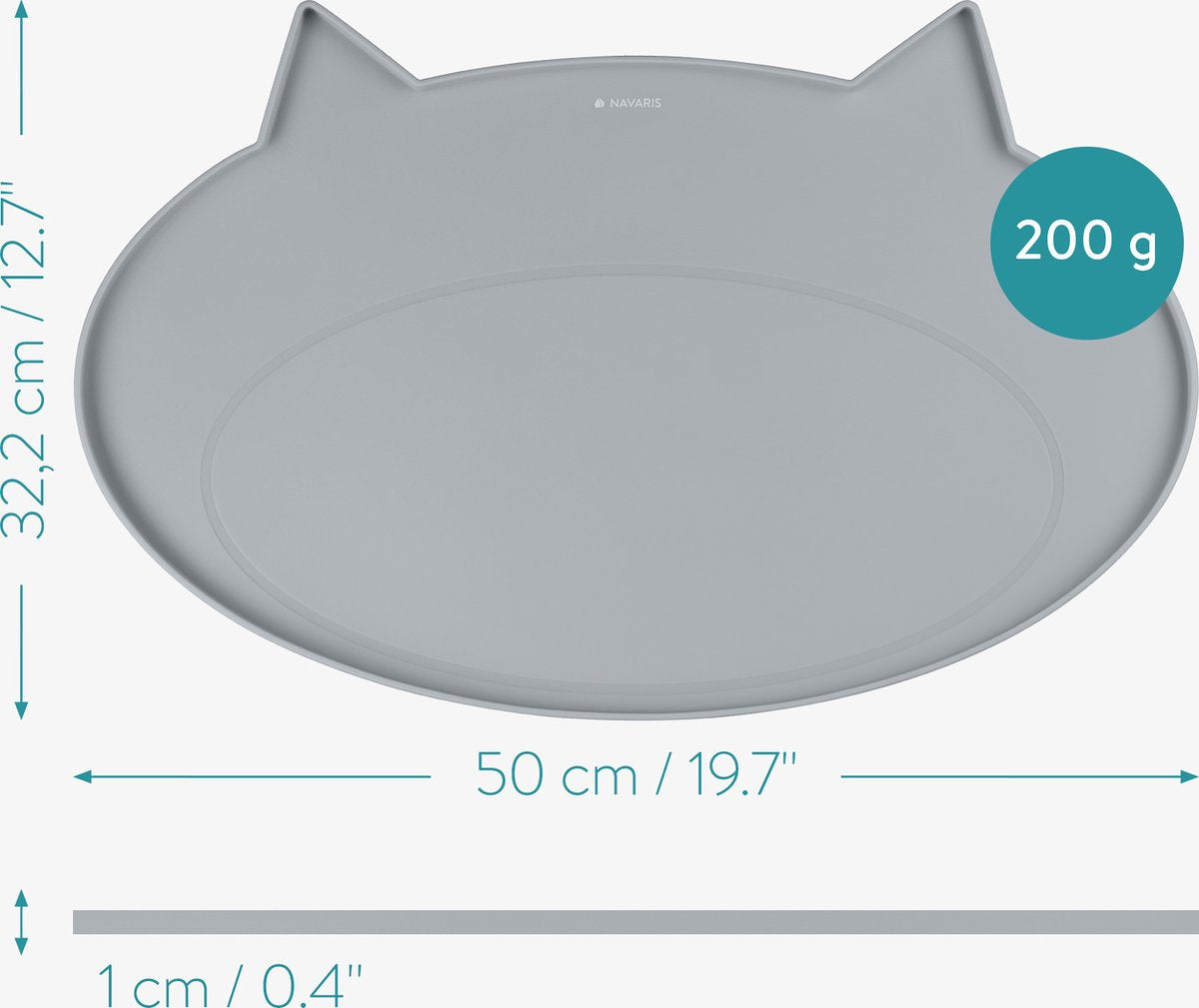  Navaris Siliconen Voederbakmat Voor Katten - Waterdichte Anti-slip Mat Voor Voerbak En Waterbak - 50x32 Cm - In Grijs Kattendesign