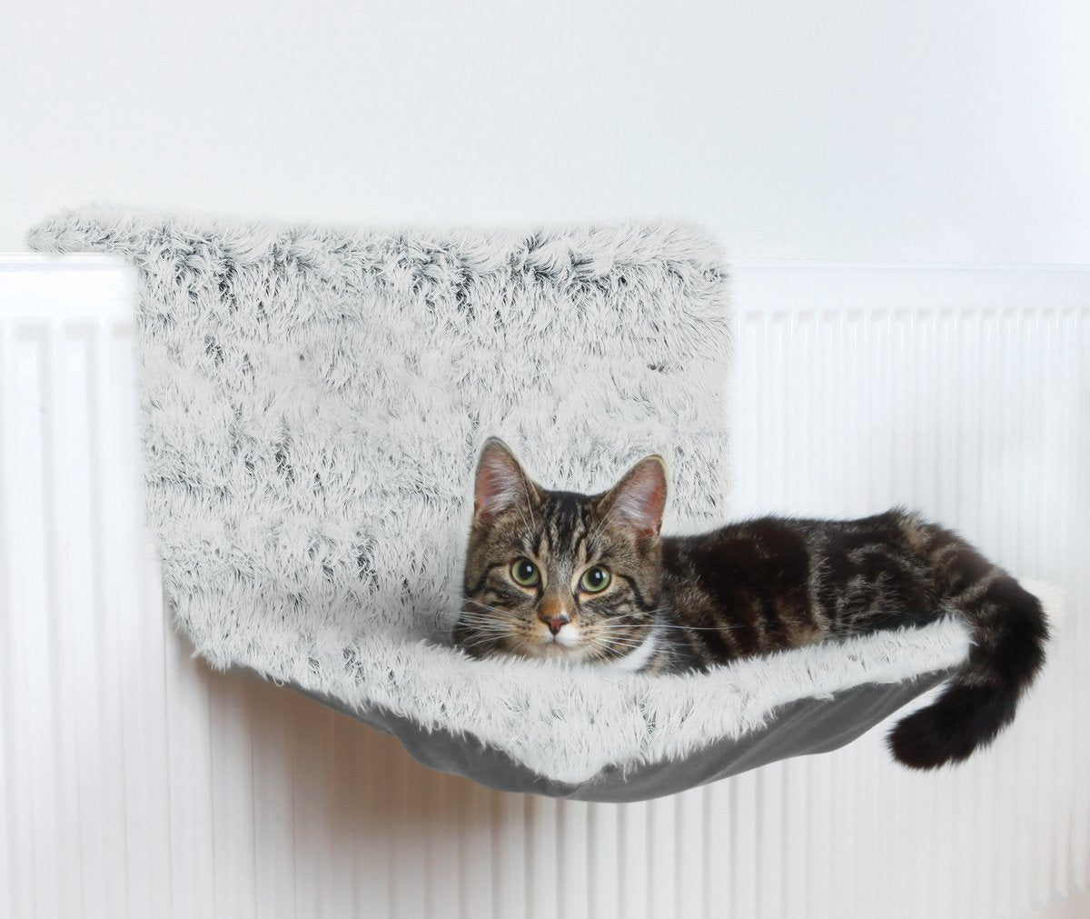  Trixie Radiator Hangmat Harvey Langhaar Pluche / Velours Wit Zwart - 45X31X26 CM